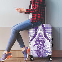 Aloha Hawaii Palaka Luggage Cover Purple Plumeria Lei - Polynesian Pride