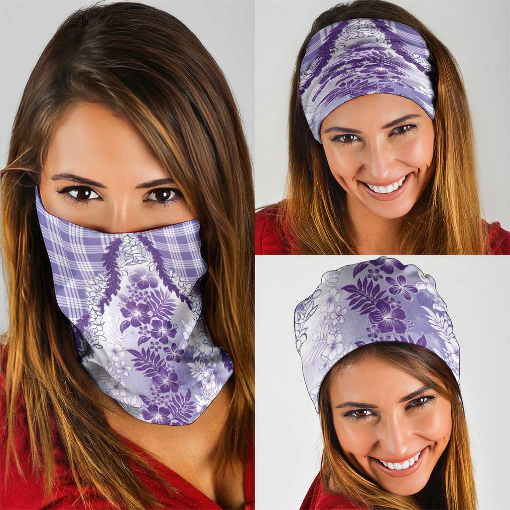 Aloha Hawaii Palaka Neck Gaiter Purple Plumeria Lei - Polynesian Pride