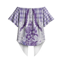 Aloha Hawaii Palaka Off Shoulder Wrap Waist Top Purple Plumeria Lei LT05 - Polynesian Pride