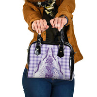 Aloha Hawaii Palaka Shoulder Handbag Purple Plumeria Lei - Polynesian Pride