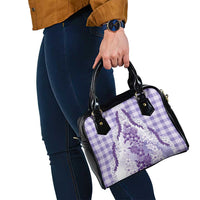 Aloha Hawaii Palaka Shoulder Handbag Purple Plumeria Lei - Polynesian Pride