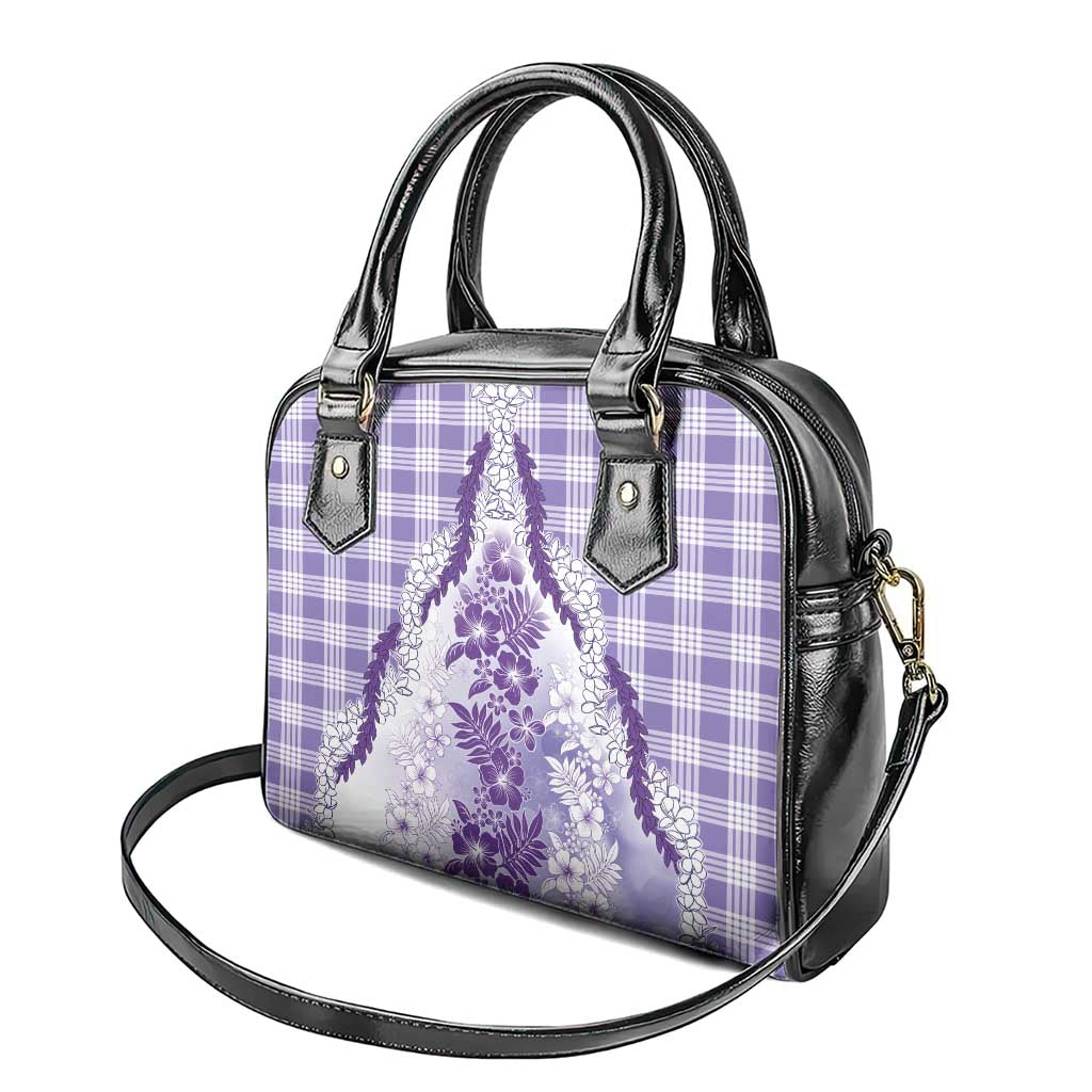 Aloha Hawaii Palaka Shoulder Handbag Purple Plumeria Lei - Polynesian Pride