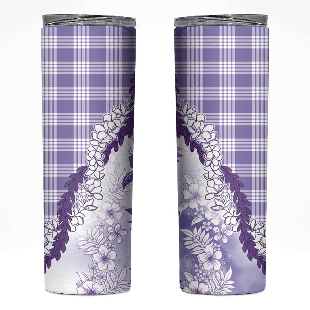 Aloha Hawaii Palaka Skinny Tumbler Purple Plumeria Lei LT05 Purple - Polynesian Pride
