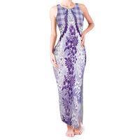 Aloha Hawaii Palaka Tank Maxi Dress Purple Plumeria Lei LT05 Women Purple - Polynesian Pride