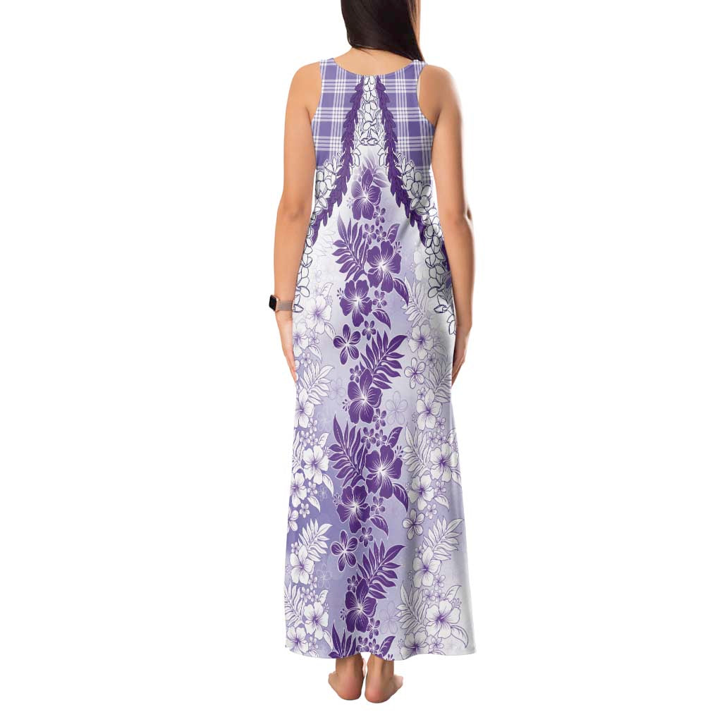Aloha Hawaii Palaka Tank Maxi Dress Purple Plumeria Lei LT05 - Polynesian Pride