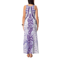 Aloha Hawaii Palaka Tank Maxi Dress Purple Plumeria Lei LT05 - Polynesian Pride