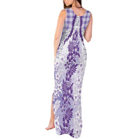 Aloha Hawaii Palaka Tank Maxi Dress Purple Plumeria Lei LT05 - Polynesian Pride