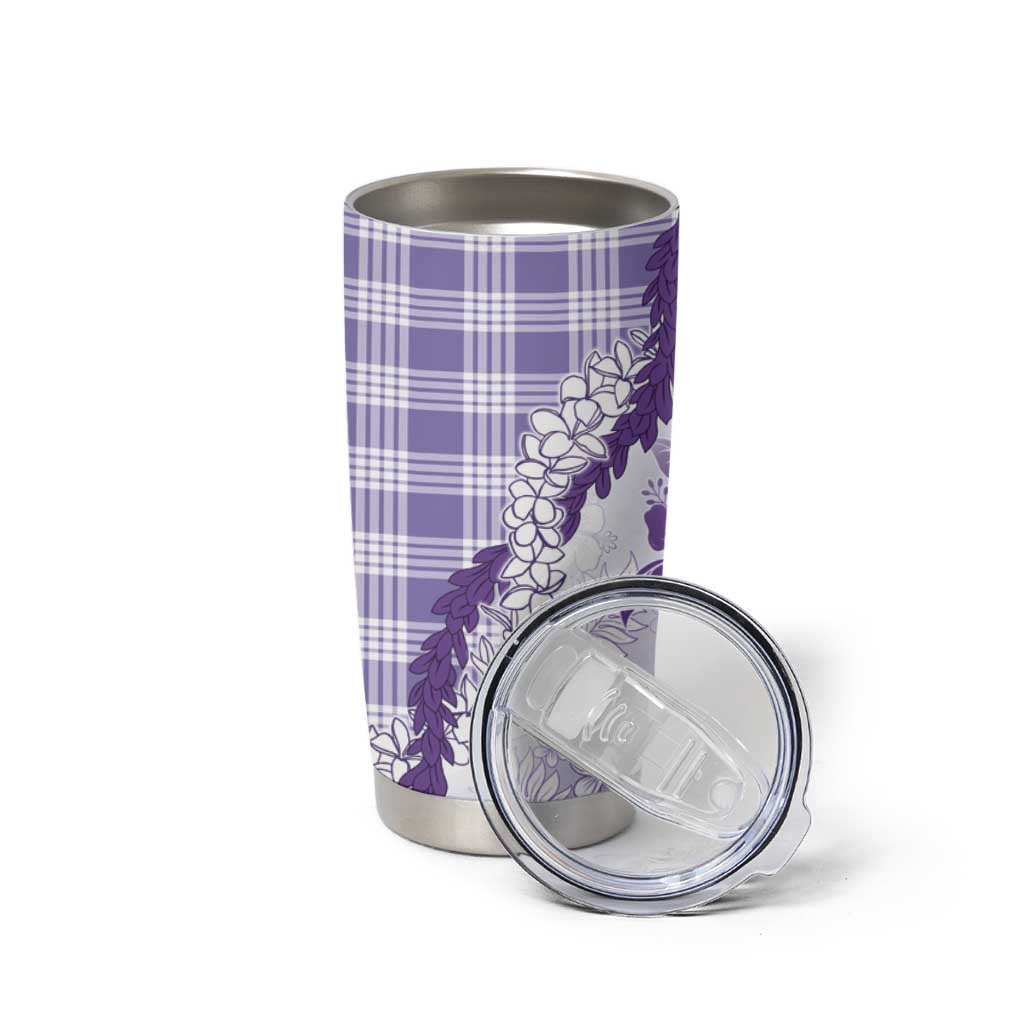 Aloha Hawaii Palaka Tumbler Cup Purple Plumeria Lei - Polynesian Pride