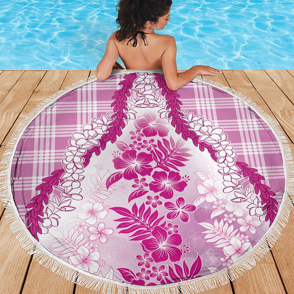 Aloha Hawaii Palaka Beach Blanket Pink Plumeria Lei LT05 - Polynesian Pride