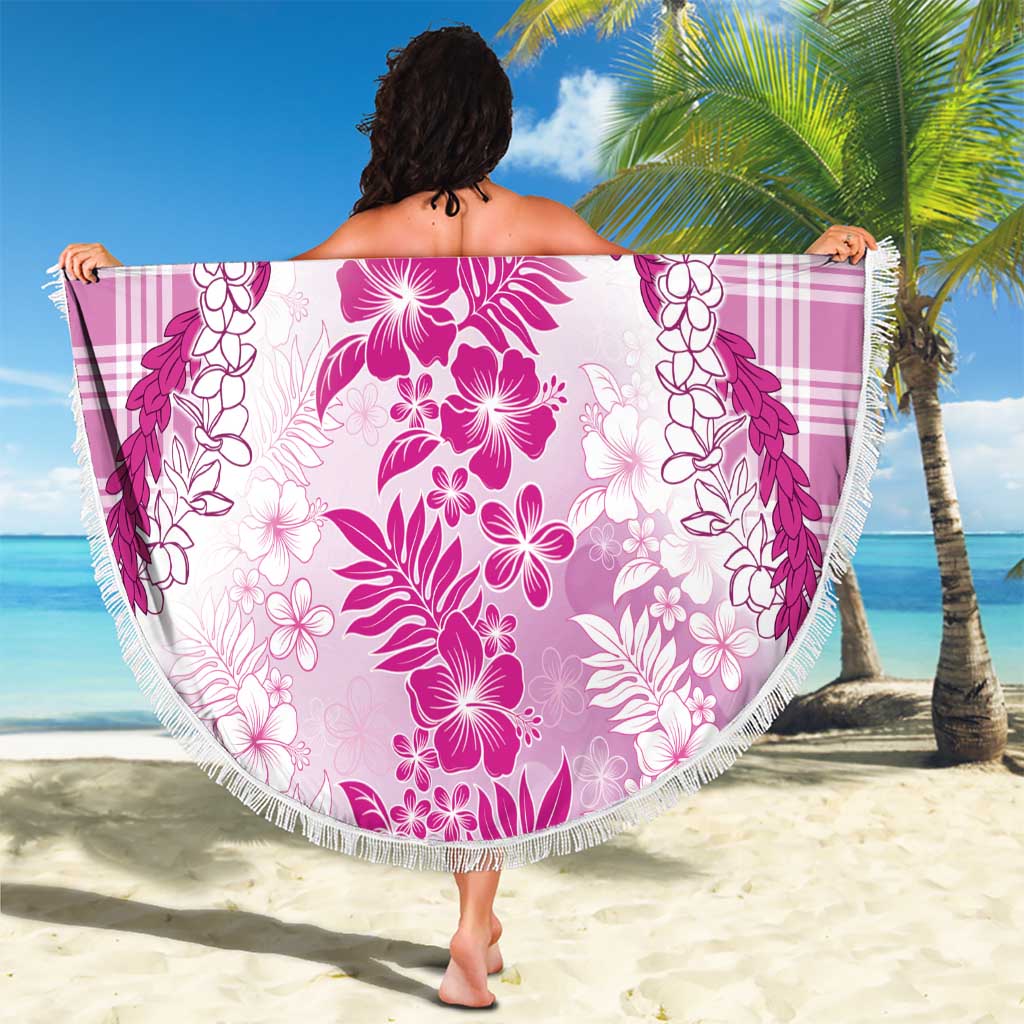 Aloha Hawaii Palaka Beach Blanket Pink Plumeria Lei LT05 - Polynesian Pride