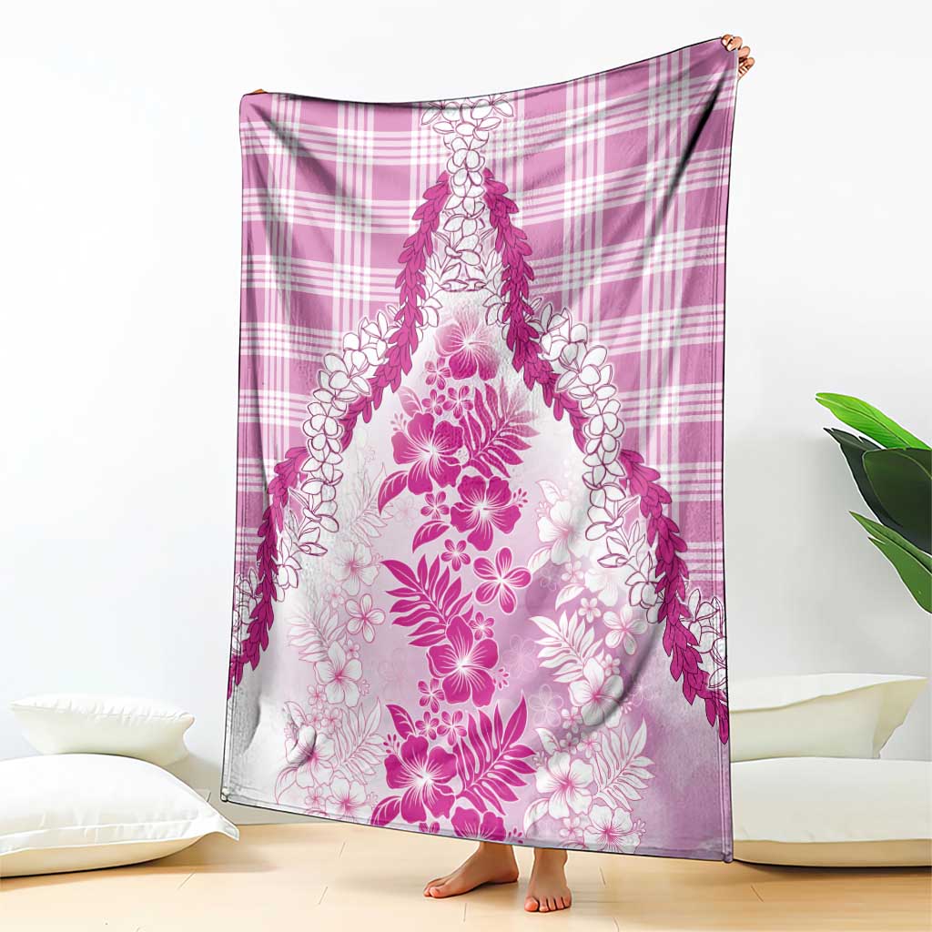 Aloha Hawaii Palaka Blanket Pink Plumeria Lei - Polynesian Pride