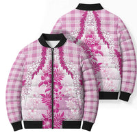 Aloha Hawaii Palaka Bomber Puffer Jacket Pink Plumeria Lei LT05 - Polynesian Pride