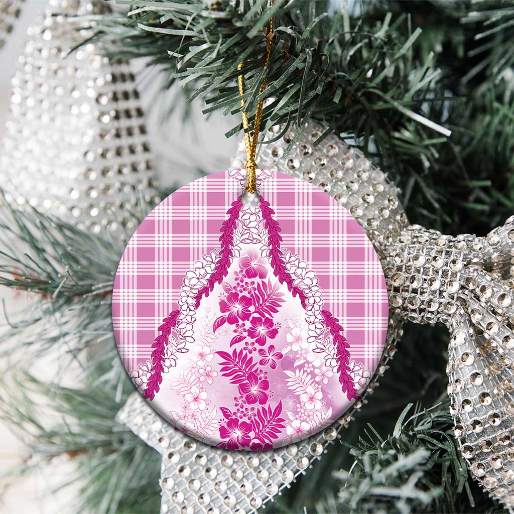Aloha Hawaii Palaka Ceramic Ornament Pink Plumeria Lei LT05 - Polynesian Pride