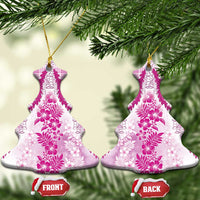 Aloha Hawaii Palaka Ceramic Ornament Pink Plumeria Lei LT05 Christmas Tree Pink - Polynesian Pride