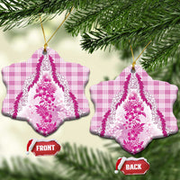 Aloha Hawaii Palaka Ceramic Ornament Pink Plumeria Lei LT05 Snow Flake Pink - Polynesian Pride