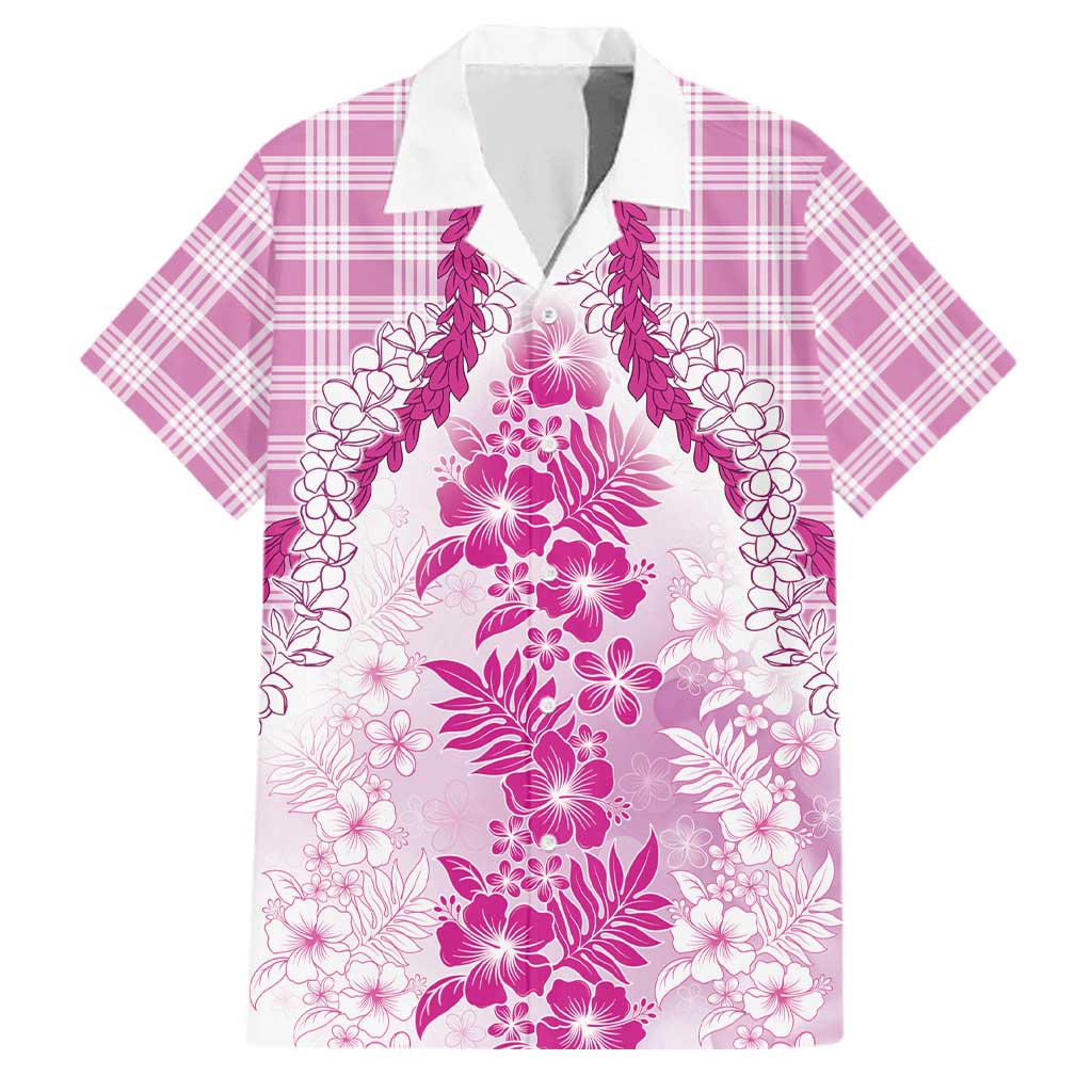 Aloha Hawaii Palaka Family Matching Mermaid Dress and Hawaiian Shirt Pink Plumeria Lei LT05 Dad's Shirt - Short Sleeve Pink - Polynesian Pride