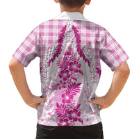 Aloha Hawaii Palaka Family Matching Summer Maxi Dress and Hawaiian Shirt Pink Plumeria Lei LT05 - Polynesian Pride