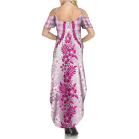 Aloha Hawaii Palaka Family Matching Summer Maxi Dress and Hawaiian Shirt Pink Plumeria Lei LT05 - Polynesian Pride