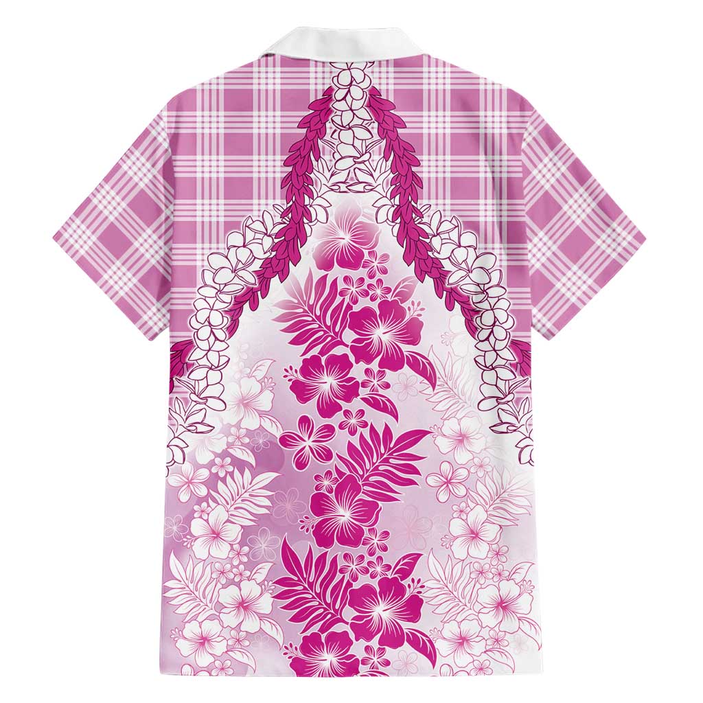 Aloha Hawaii Palaka Family Matching Tank Maxi Dress and Hawaiian Shirt Pink Plumeria Lei LT05 - Polynesian Pride