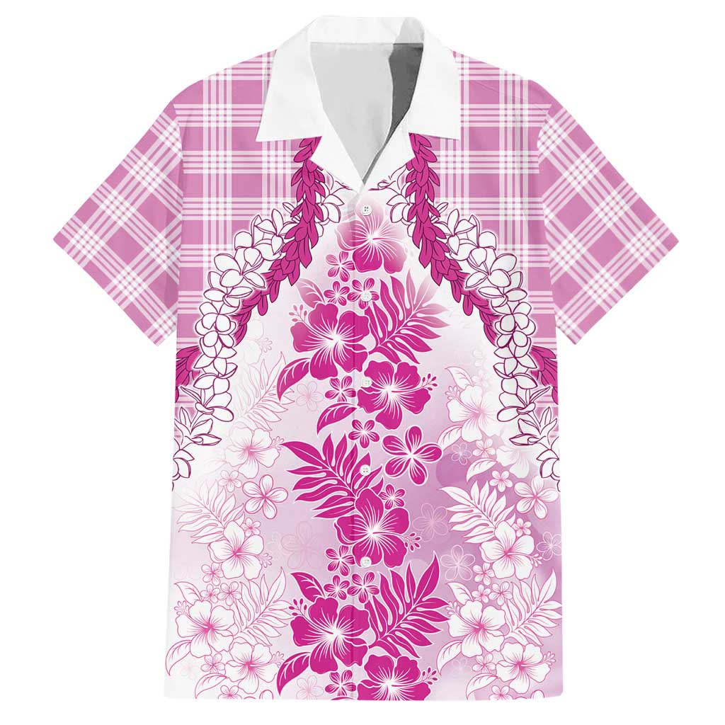 Aloha Hawaii Palaka Hawaiian Shirt Pink Plumeria Lei - Polynesian Pride