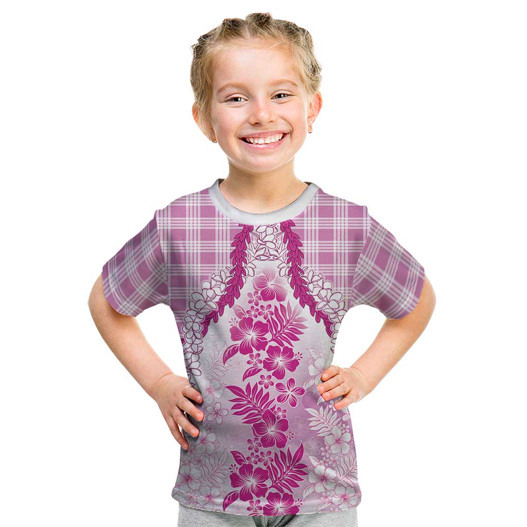 Aloha Hawaii Palaka Kid T Shirt Pink Plumeria Lei - Polynesian Pride