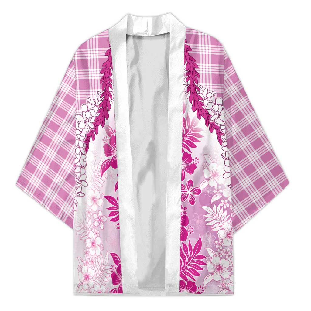 Aloha Hawaii Palaka Kimono Pink Plumeria Lei LT05 Unisex Pink - Polynesian Pride