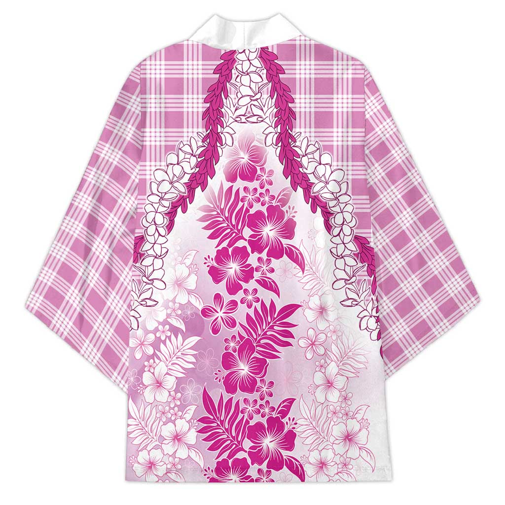 Aloha Hawaii Palaka Kimono Pink Plumeria Lei LT05 - Polynesian Pride