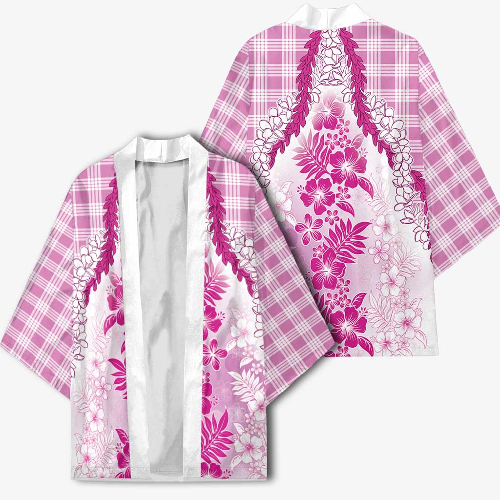 Aloha Hawaii Palaka Kimono Pink Plumeria Lei LT05 - Polynesian Pride