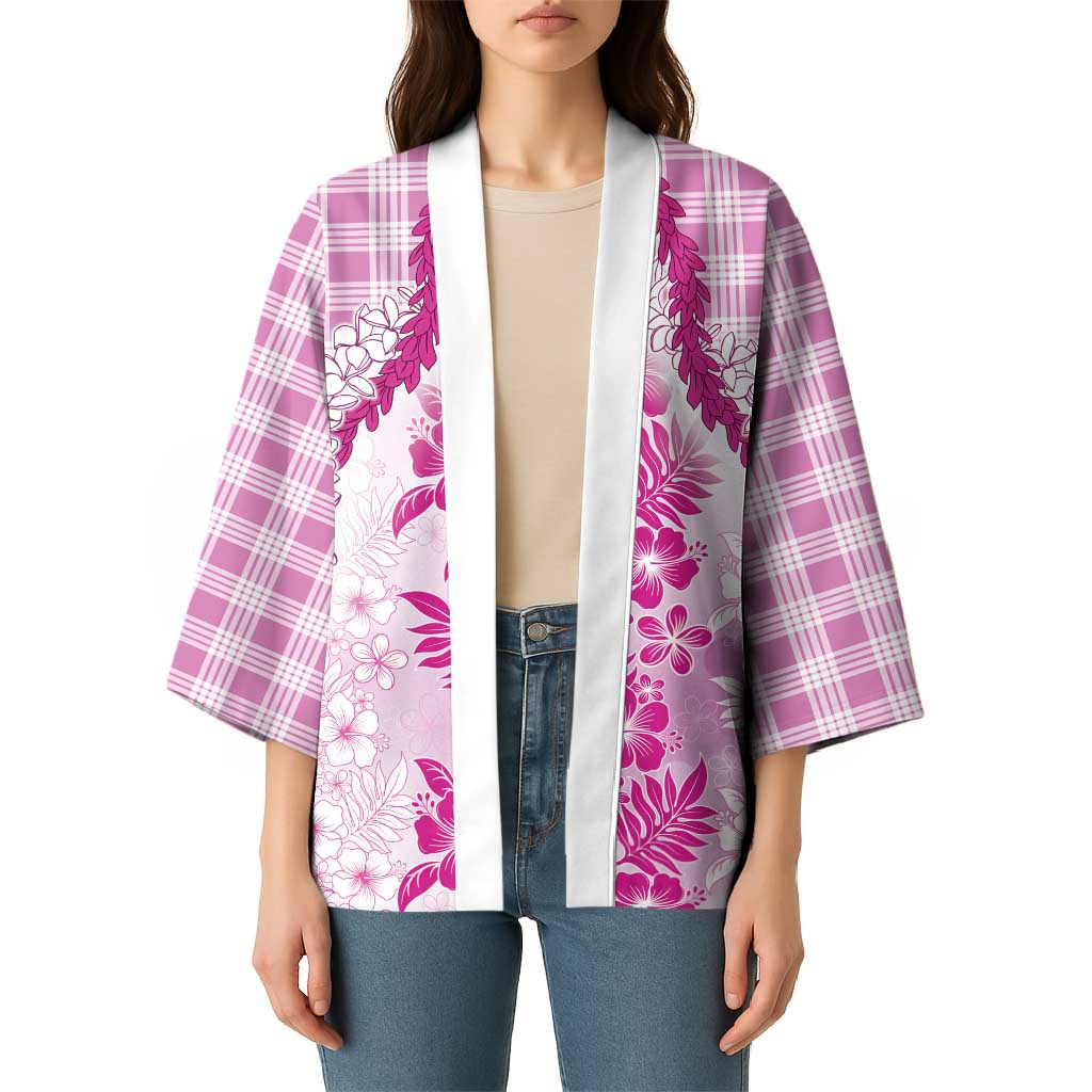 Aloha Hawaii Palaka Kimono Pink Plumeria Lei LT05 - Polynesian Pride