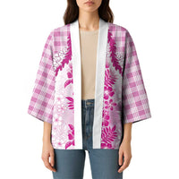 Aloha Hawaii Palaka Kimono Pink Plumeria Lei LT05 - Polynesian Pride