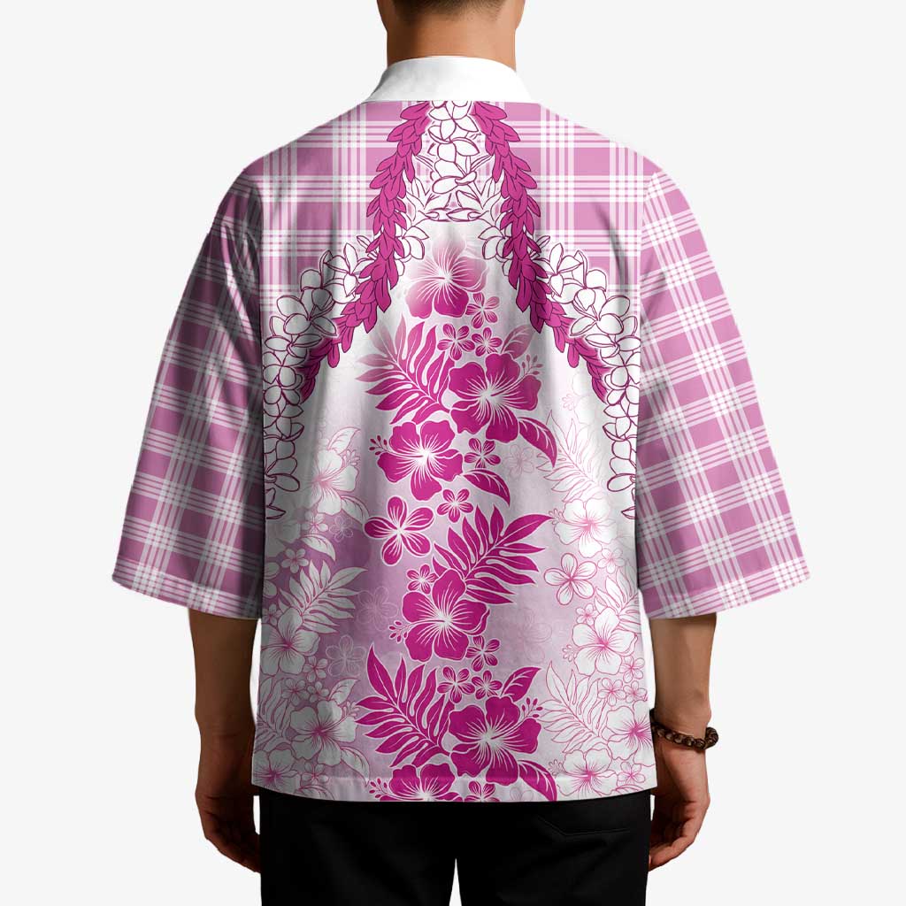 Aloha Hawaii Palaka Kimono Pink Plumeria Lei LT05 - Polynesian Pride