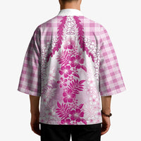 Aloha Hawaii Palaka Kimono Pink Plumeria Lei LT05 - Polynesian Pride