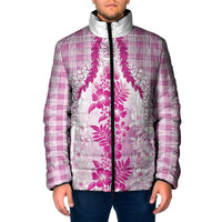 Aloha Hawaii Palaka Padded Jacket Pink Plumeria Lei LT05 Men Pink - Polynesian Pride