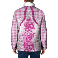Aloha Hawaii Palaka Padded Jacket Pink Plumeria Lei LT05 - Polynesian Pride