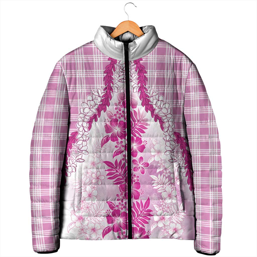Aloha Hawaii Palaka Padded Jacket Pink Plumeria Lei LT05 - Polynesian Pride
