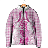 Aloha Hawaii Palaka Padded Jacket Pink Plumeria Lei LT05 - Polynesian Pride