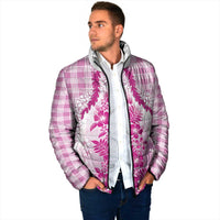 Aloha Hawaii Palaka Padded Jacket Pink Plumeria Lei LT05 - Polynesian Pride