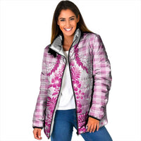 Aloha Hawaii Palaka Padded Jacket Pink Plumeria Lei LT05 Women Pink - Polynesian Pride