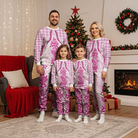 Aloha Hawaii Palaka Christmas Pajama Set Pink Plumeria Lei - Polynesian Pride