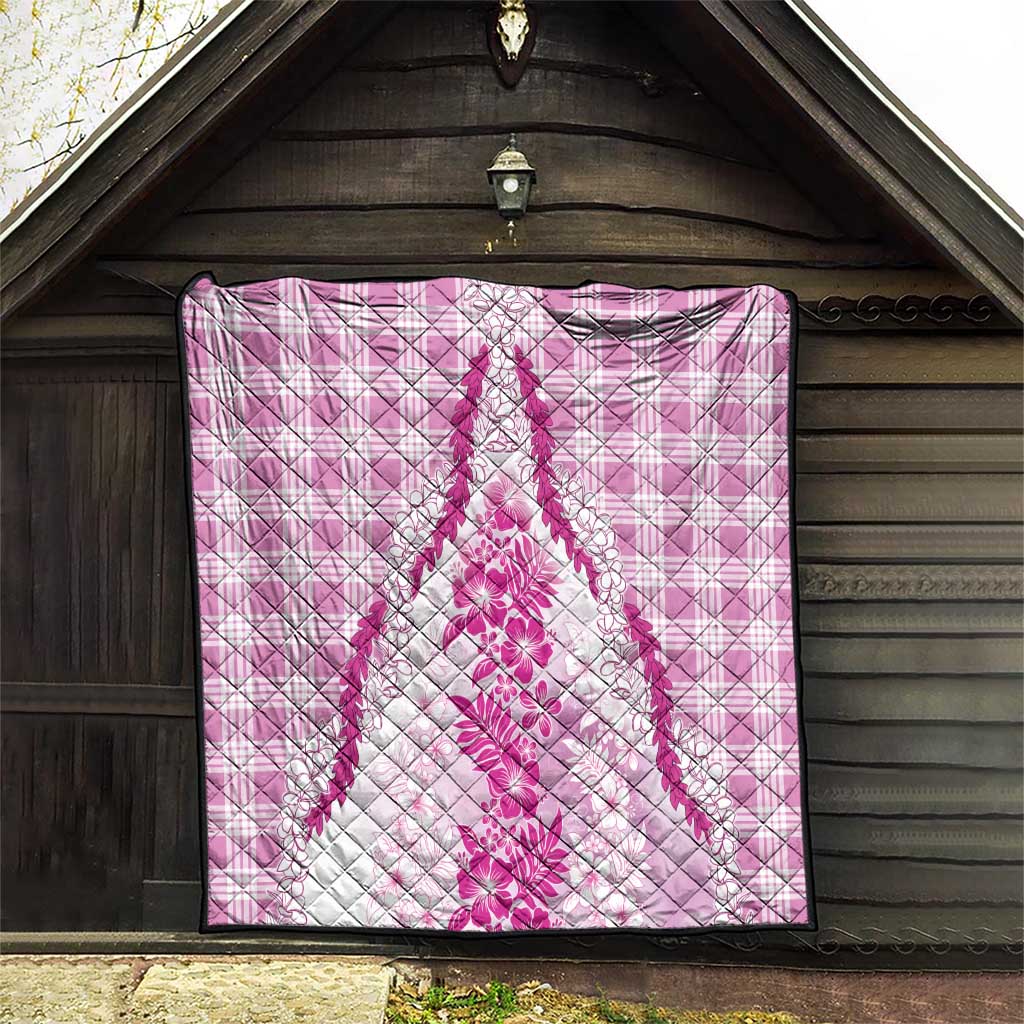 Aloha Hawaii Palaka Quilt Pink Plumeria Lei - Polynesian Pride