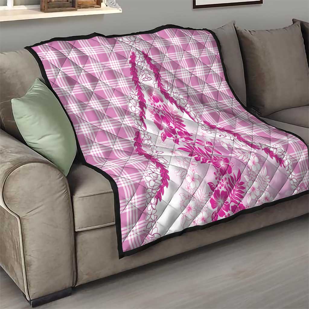 Aloha Hawaii Palaka Quilt Pink Plumeria Lei - Polynesian Pride