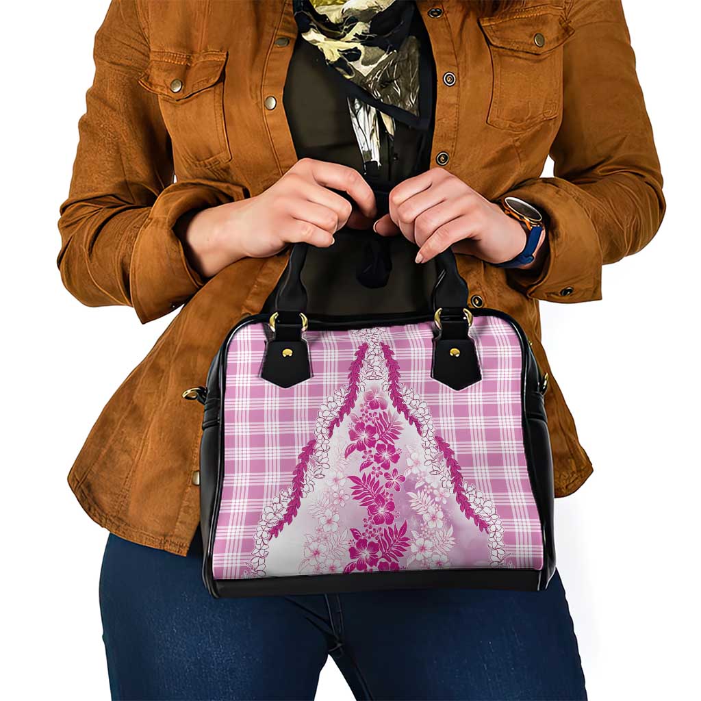 Aloha Hawaii Palaka Shoulder Handbag Pink Plumeria Lei - Polynesian Pride