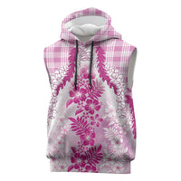 Aloha Hawaii Palaka Sleeveless Hoodie Pink Plumeria Lei LT05 Pink - Polynesian Pride