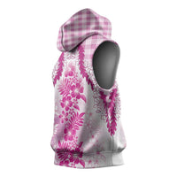 Aloha Hawaii Palaka Sleeveless Hoodie Pink Plumeria Lei LT05 - Polynesian Pride
