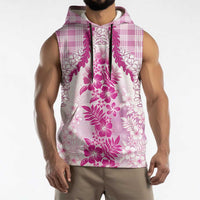 Aloha Hawaii Palaka Sleeveless Hoodie Pink Plumeria Lei LT05 - Polynesian Pride