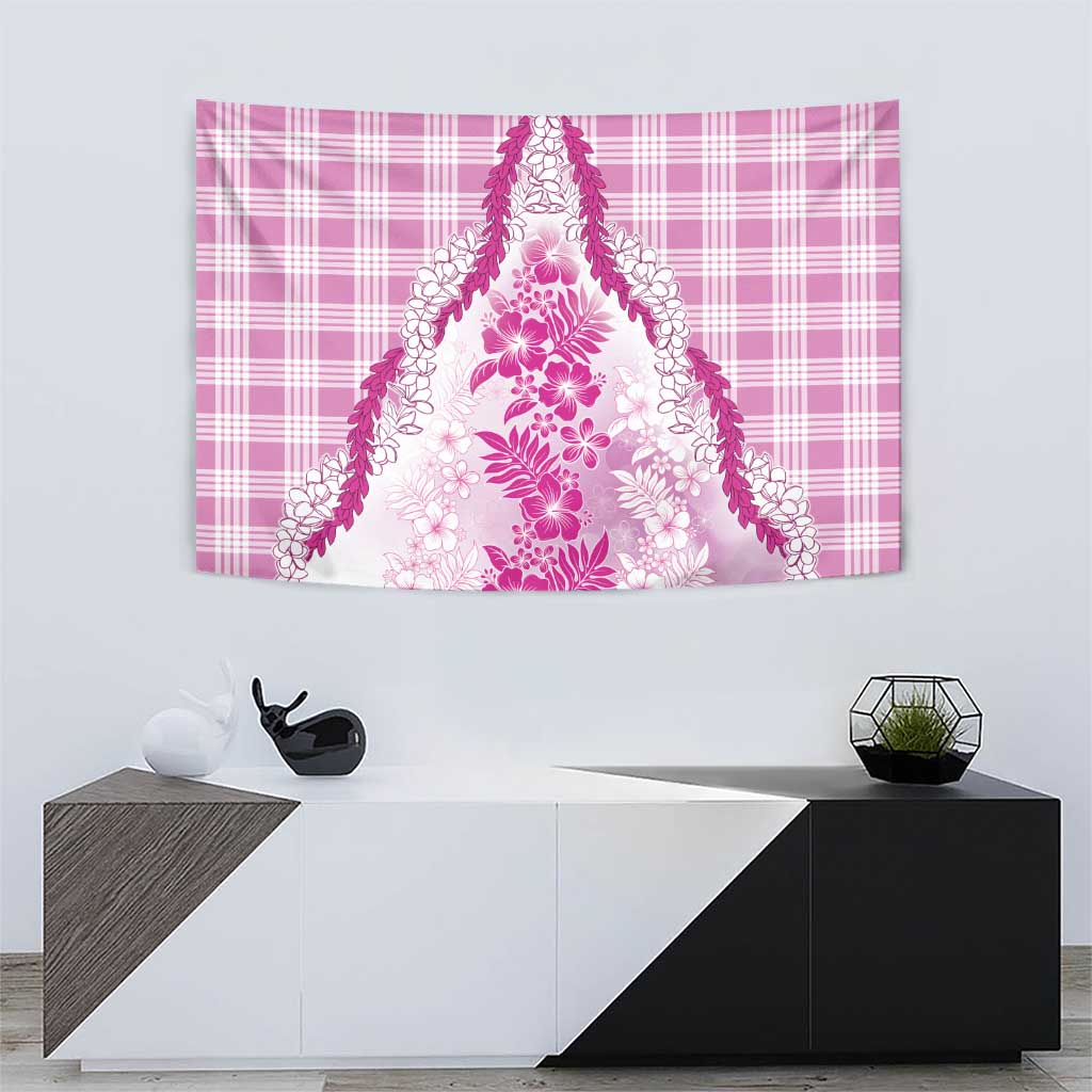 Aloha Hawaii Palaka Tapestry Pink Plumeria Lei - Polynesian Pride
