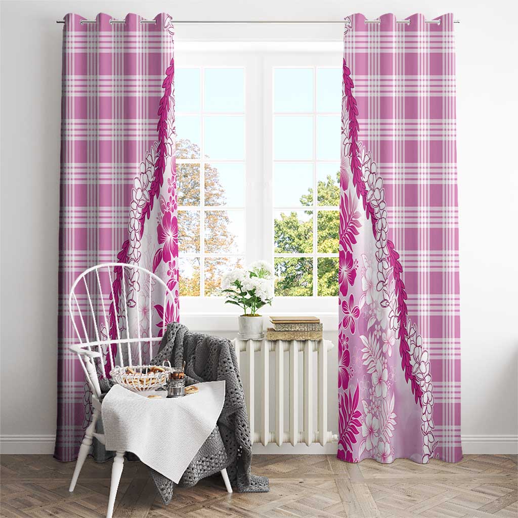 Aloha Hawaii Palaka Window Curtain Pink Plumeria Lei - Polynesian Pride