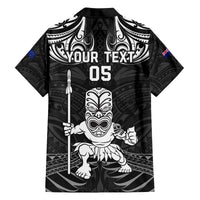 Custom New Zealand Maori Taiaha Family Matching Puletasi and Hawaiian Shirt Tiki Warrior Black LT05 - Polynesian Pride
