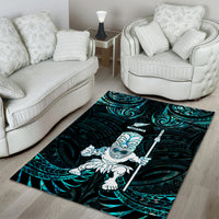 New Zealand Maori Taiaha Area Rug Tiki Warrior Paua Shell LT05 - Polynesian Pride