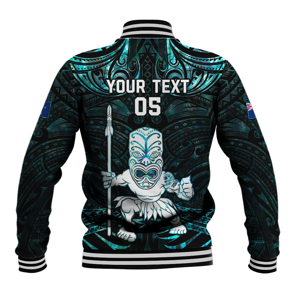 Custom New Zealand Maori Taiaha Baseball Jacket Tiki Warrior Paua Shell LT05 - Polynesian Pride
